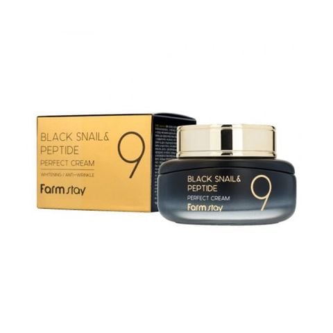 FARMSTAY_Kem Dưỡng Trắng Da, Chống Nhăn Black Snail & Peptide 9 Perfect Cream 55ml