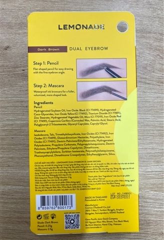LEMONADE_Chì Kẻ Mày 2 Đầu Dual Eyebrow #01 Dark Brown