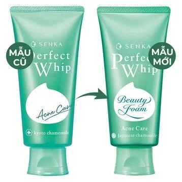 SENKA_Sữa Rửa Mặt Dành Cho Da Mụn Perfect Whip Acne Care Mới 100g (Xanh Lá)