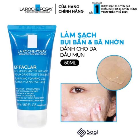 LA ROCHE POSAY_Sữa Rửa Mặt Tạo Bọt Làm Sạch Cho Da Dầu Nhạy Cảm La Effaclar Gel Moussant Purifiant 50ml