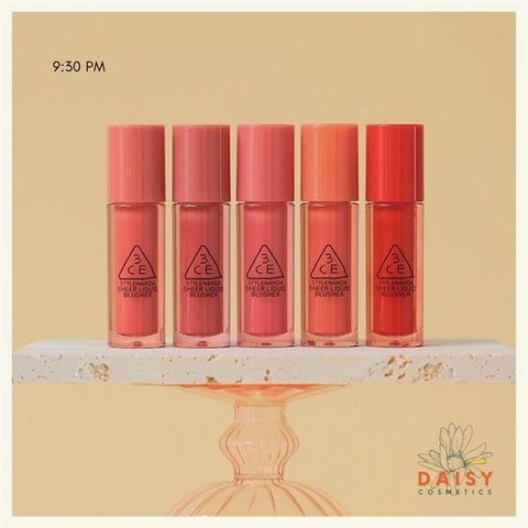 3CE_Má Hồng Dạng Kem Sheer Liquid Blusher 3g #Cozy Peach