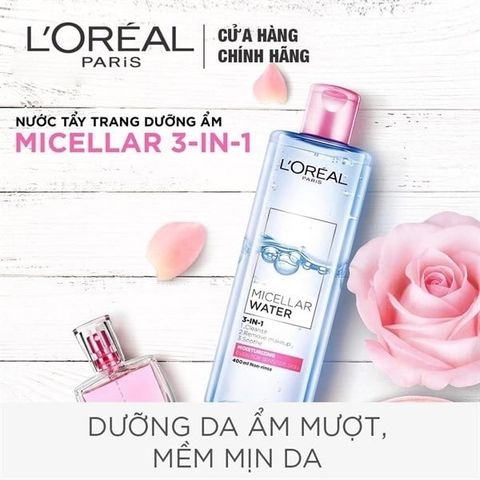 L'ORÉAL_Nước Tẩy Trang Nắp Hồng Dưỡng Ẩm Cho Da Khô Micellar Water 95ml