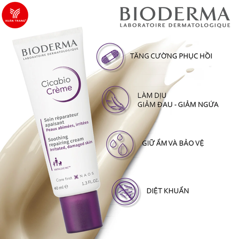 BIODERMA_Kem Dưỡng Phục Hồi Da Cicabio Crème 40ml (Tím)