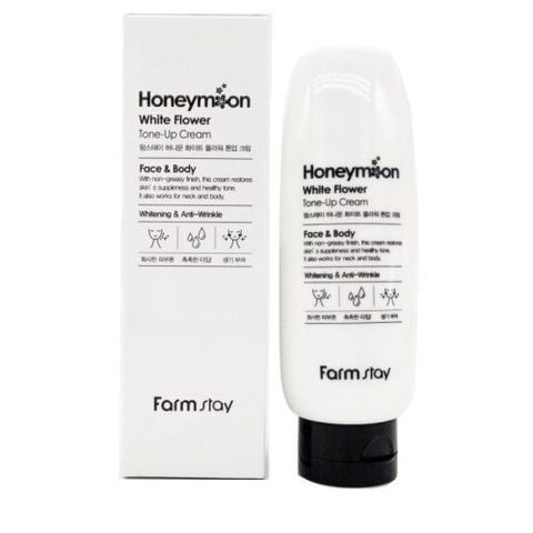 FARMSTAY_Kem Trắng Da Toàn Thân Honey Moon White Flower Tone-Up Cream 150Ml