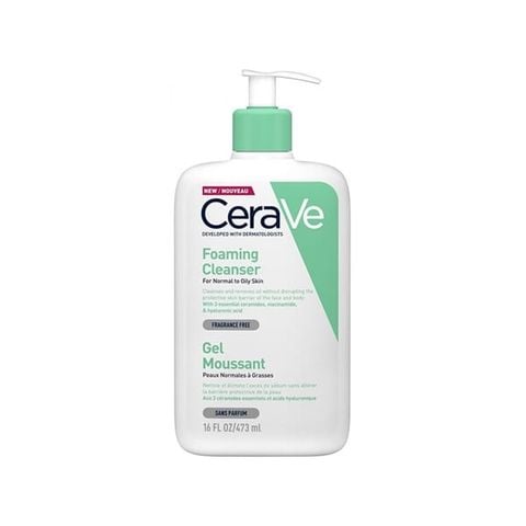 CERAVE_Sữa Rửa Mặt Sạch Sâu Cho Da Thường Đến Da Dầu Foaming Cleanser 473ml (Xanh Ngọc)