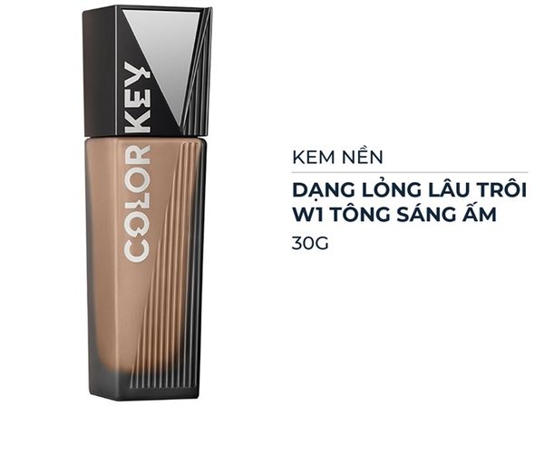 COLORKEY_Kem Nền Dạng Lỏng Lâu Trôi W1 Tông Sáng Ấm 30g