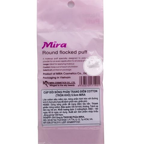 MIRA_Cặp đôi bông phấn cotton (tròn khô) 5.5cm