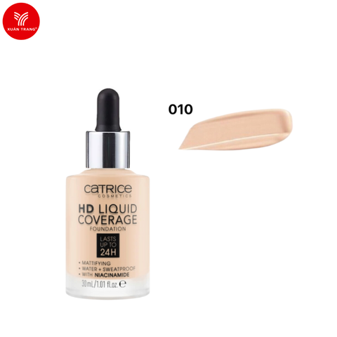 CATRICE_Kem Nền HD Liquid Coverage Foundation Lasts Up To 24H #010 Light Beige 30Ml