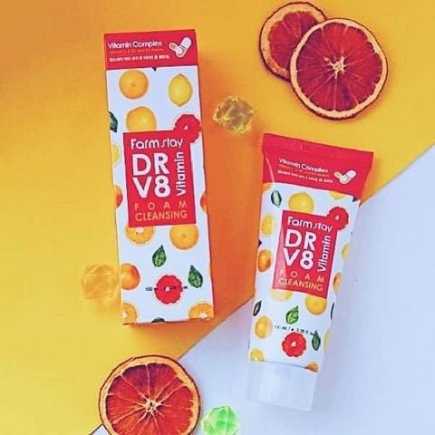 FARMSTAY_Sữa Rửa Mặt DR-V8 Vitamin Foam Cleansing 100ml