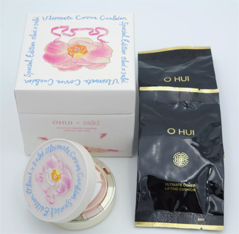 OHUI_ Set Phấn Nước Ultimate Cover Lifting Cushion Flower Edition Saki #01 Milk Beige