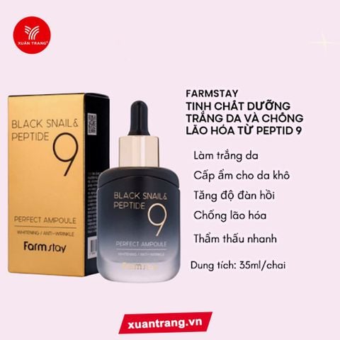 FARMSTAY_Tinh Chất Làm Trắng Da Chống Lão Hóa Black Snail & Peptide 9 Perfect Ampoule 35ml