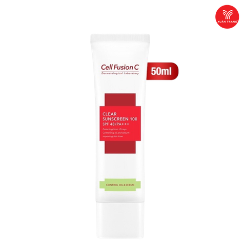 CELL FUSION C_Kem Chống Nắng Cho Da Dầu, Mụn Clear Sunscreen 100(Xanh) 50ml