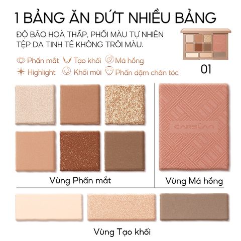 CARSLAN_Bảng Phấn Mắt 10 Màu Silky Twinkle Comprehensive Palette #01 18G