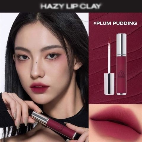 3CE_Son Kem Hazy Lip Clay #Plum Pudding (Đỏ Hồng Tía) 4G