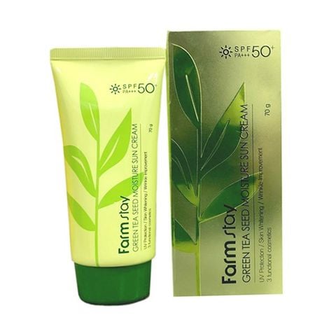 FARMSTAY_Kem Chống Nắng Trà Xanh Green Tea Seed Moisture Sun Cream 70G