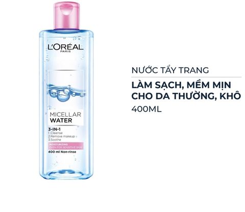 L'OREAL_Nước Tẩy Trang Nắp Hồng Dưỡng Ẩm Cho Da Khô Micellar Water 400Ml