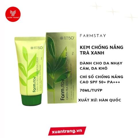 FARMSTAY_Kem Chống Nắng Trà Xanh Green Tea Seed Moisture Sun Cream 70G