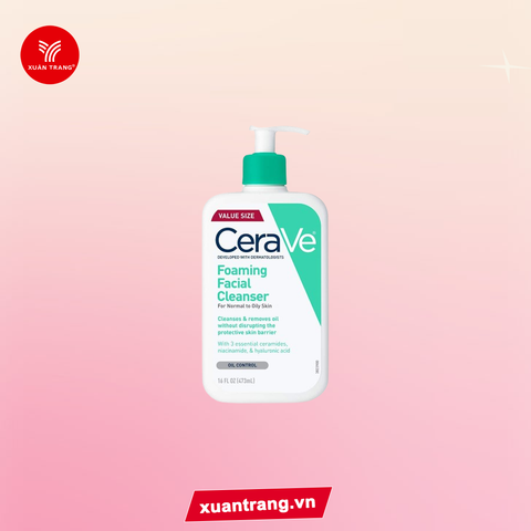 CERAVE_Sữa Rửa Mặt Sạch Sâu Cho Da Thường Đến Da Dầu Foaming Cleanser 473ml (Xanh Ngọc)