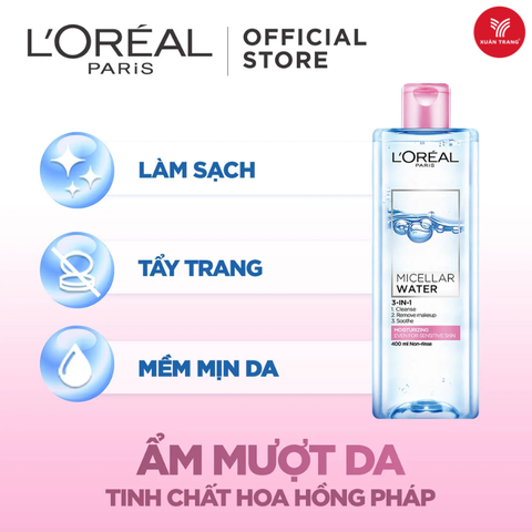 L'OREAL_Nước Tẩy Trang Nắp Hồng Dưỡng Ẩm Cho Da Khô Micellar Water 400Ml