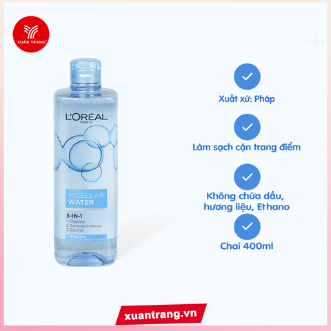 L'Oreal_Nước Tẩy Trang Tươi Mát Cho Da Dầu, Hỗn Hợp 95ml