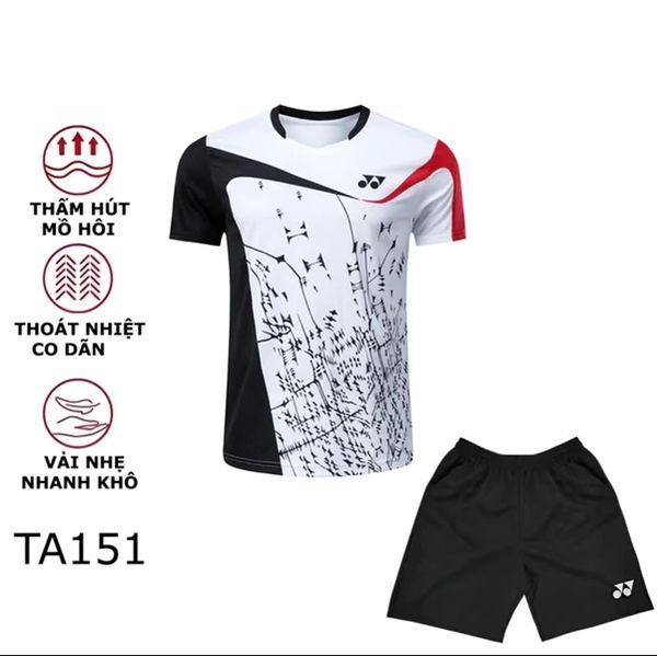 Áo cầu lông Yonex vải mè - trắng sọc đen