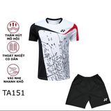Áo cầu lông Yonex vải mè - trắng sọc đen
