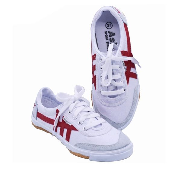 Giày bata Asia - trắng - sọc đỏ