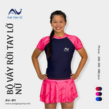 Bộ VÁY Bơi Ánh Viên Tay Ngắn AV01 - hồng