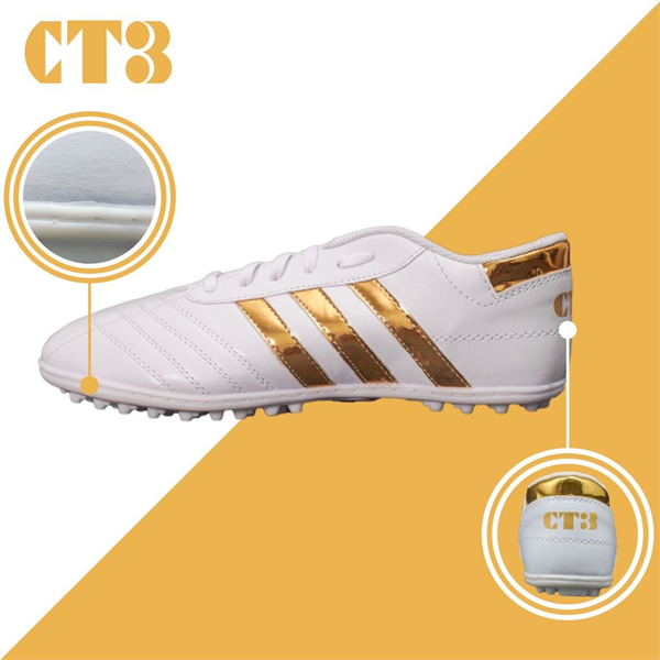 Giày ba sọc CT3 - trắng - sọc đồng