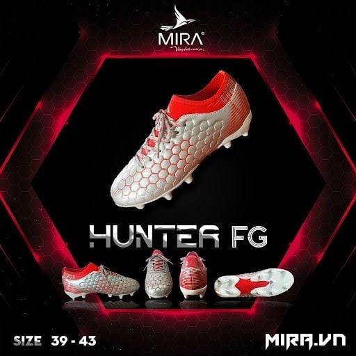 giày bóng đá S11 Mira Hunter - bạc đỏ