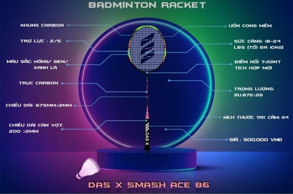 Vợt cầu lông Das X Smash ACE 86