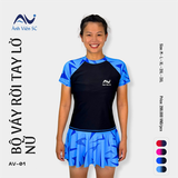 Bộ VÁY Bơi Ánh Viên Tay Ngắn AV01 - xanh biển