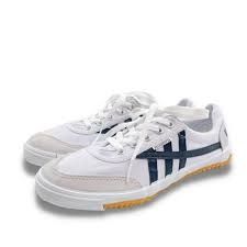 Giày bata Asia - trắng - sọc xanh đen