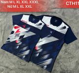 Áo cầu lông Yonex mè lỗ kim 4C - xanh đen sọc trắng
