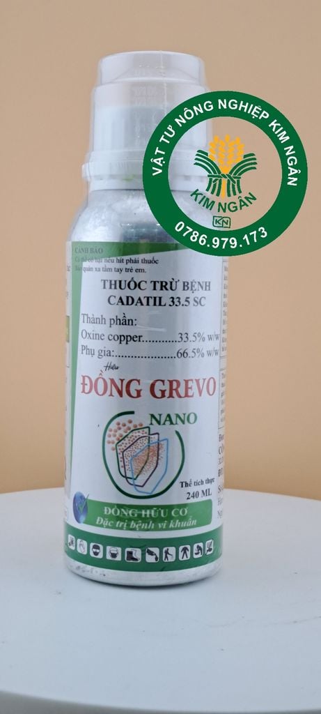 (240ml) Thuốc trừ bệnh gốc đồng hữu cơ, đồng grevo nano, Cadatil 33.5SC: đặc trị bệnh cháy bìa lá, không nóng cây