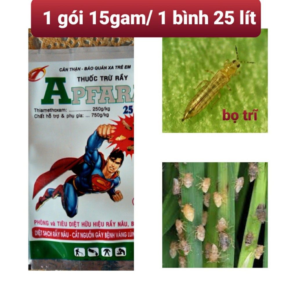 Thuốc trị bọ trĩ trên lúa, diệt sạch bọ trĩ lúa: gói apfara 25wg, gói Nofara 35wg 25gam, zathy 25gam, akulagold 420wp, siêu sâu rầy 100gam