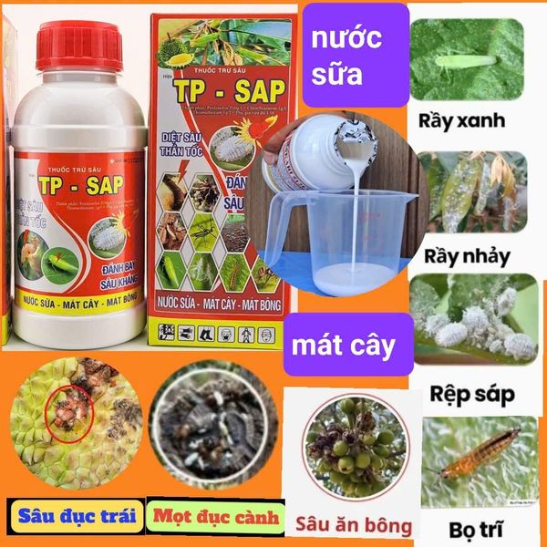 TP SAP, Bakari 512EC 400ml: trừ rệp sáp, rầy nhảy, sâu ăn bông sầu riêng, mọt đục cành, sùng hà khoai lang, sâu đục thân, sâu cuốn lá lúa, bọ trĩ, bọ xít, rầy phấn trắng, sâu phao đục bẹ, sâu keo, sâu đàn