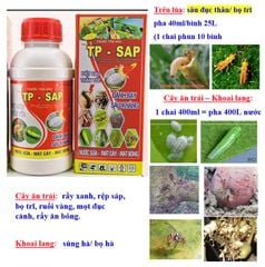 Thuốc trừ sâu TP SAP,Bakari 512EC 400ml: trừ rệp sáp, mọt đục cành, sâu đục thân, bọ trĩ, sùng hà khoai lang/ bọ hà, sâu vẽ bùa