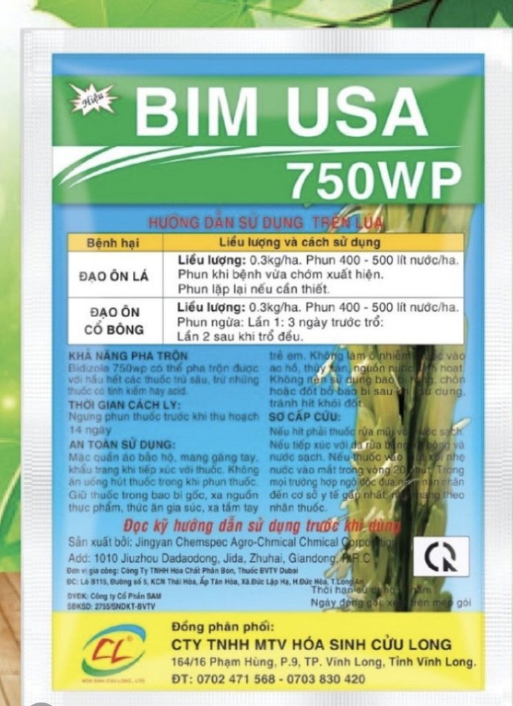 BIM USA 750WP đặc trị đạo ôn lá, đạo ôn cổ bông hại lúa - Gói 100gam