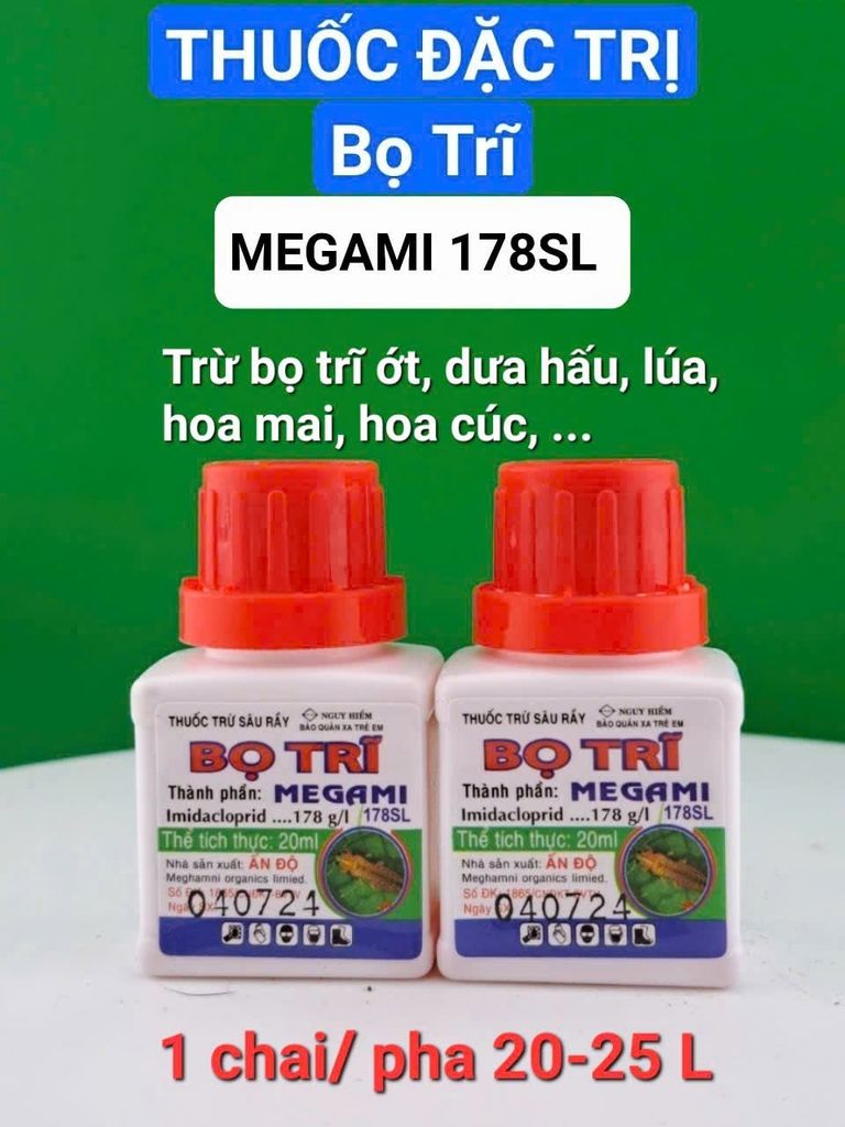 Bọ trĩ dung tích 20ml và 240ml, MEGAMI 178sl thuốc trừ bọ trĩ lúa, bọ trĩ hoa mai, bọ trĩ hoa hồng, bọ trĩ hoa cúc, trừ bọ trĩ dưa hấu, bọ trĩ ớt