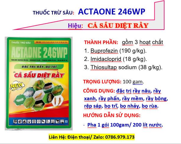Cá sấu diệt rầy 100g (Actaone 246WP) - trừ rầy nâu, rầy xanh, rầy phấn trắng, rầy mềm, rầy bông, rệp sáp, bọ trĩ, bọ nhảy, bọ rùa.