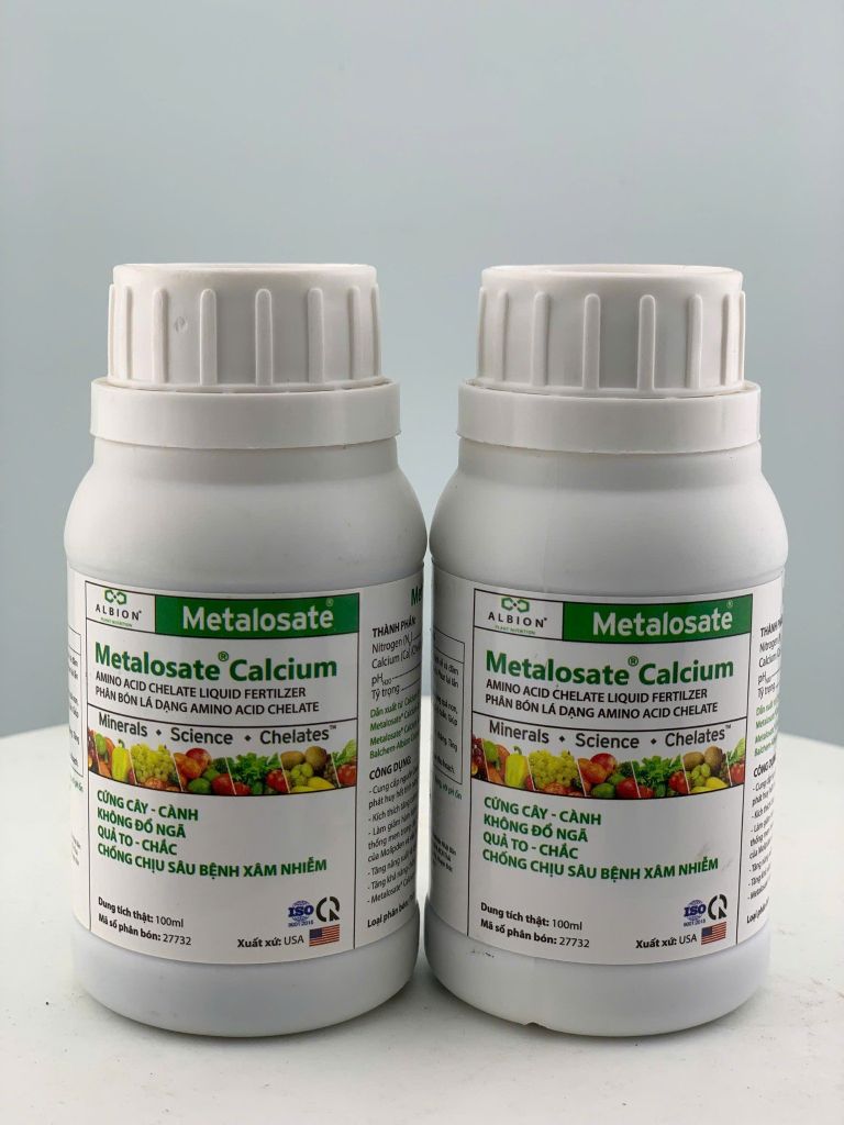 (Nhập khẩu Mỹ) Metalosate Calcium 100ml và 250ml: Phân Bón Lá Dạng Amino Acid Chelate Cứng cây - Cành, Không đổ ngã, Quả to - Chắc, Chống chịu sâu bệnh