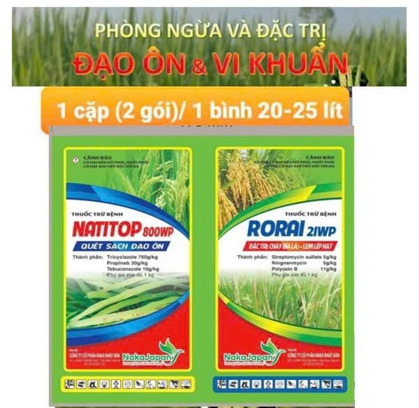 (20gr/gói) Cặp đôi trừ bệnh đạo ôn vi khuẩn Naka Japan, Giúp Cây Xanh Mướt - Sạch Bệnh Đạo Ôn - Cháy Bìa Lá - Lem Lép Hạt lúa