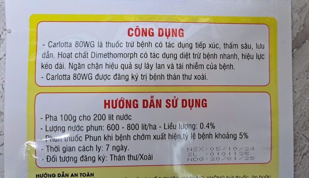 Bộ đôi đặc trị thán thư và rửa bông xoài, rửa trái xoài - rửa mắt cua, bông sầu riêng, rửa trái sầu riêng, rửa nước mưa, rửa sương muối do mưa