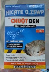 Chuột đen Hicate 0.25WP - Bromadiolone 0.25%: Dẫn dụ kích thích chuột ăn bã mồi, chuột chết nhanh