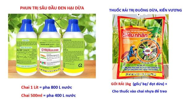 Combo Cyrux Gold 300EC và Gó rải Siêu Nhân 85gr - Trừ sâu đầu đen hại dừa + Đuông dừa