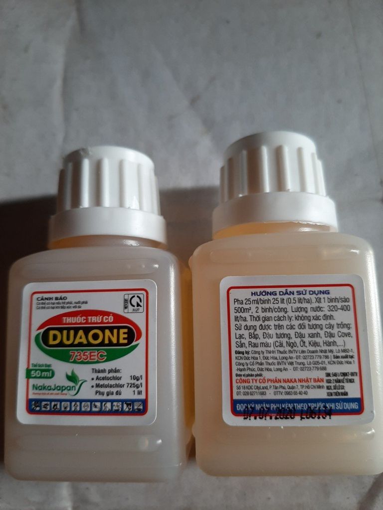 Duaone 735EC 50ml: trừ cỏ tiền nảy mầm, trừ cỏ màu, trừ cỏ mầm, trừ hạt cỏ trong đất