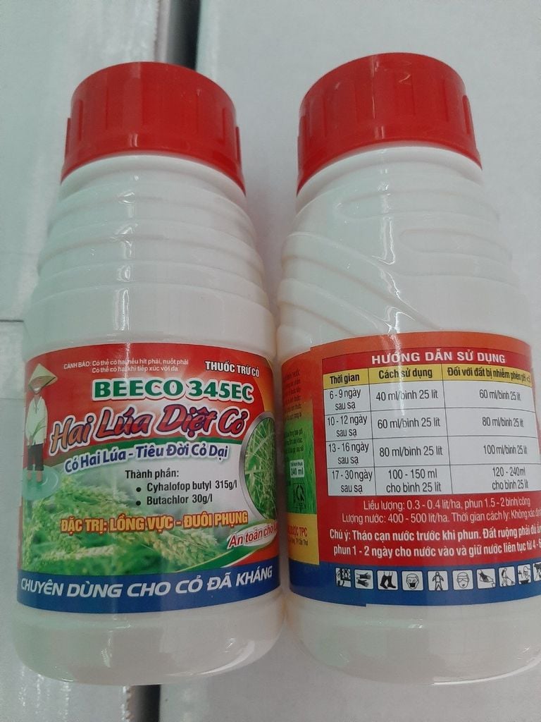 Thuốc trừ cỏ lồng vực, cỏ đuôi phụng, cỏ gạo - sạch cỏ 345, beeco 345, tia chớp 345, hai lúa cỏ 345