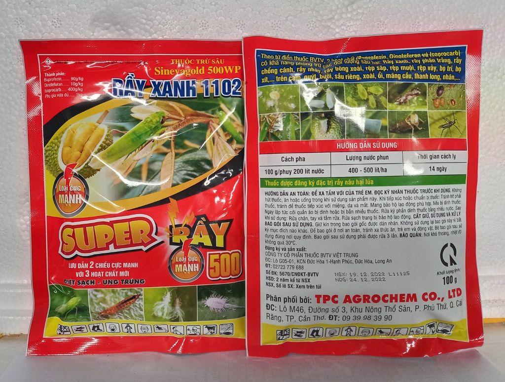(100gam) Sinevagold 500WP, hiệu rầy xanh 1102: trừ rầy xanh, rầy phấn trắng, bọ trĩ,ung trứng côn trùng trùng chích hút