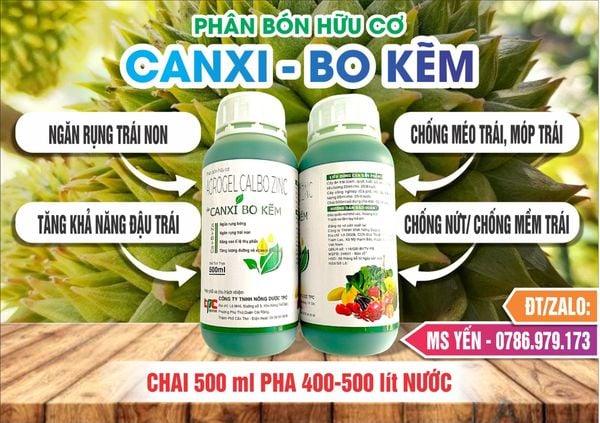 (500ml) Phân bón lá canxi bo kẽm: ngăn ngừa rụng bông, ngăn ngừa rụng trái non, nâng cao tỷ lệ thụ phấn